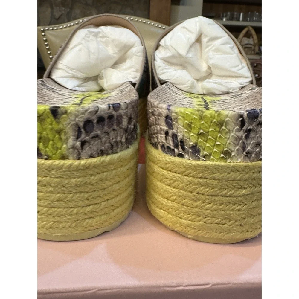 kate spade Zia Espadrille Platform‎ Sandal Snake Print Leather Slide Size 11